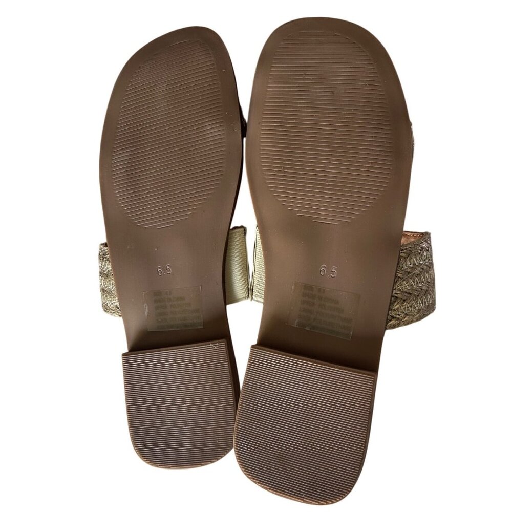 FARYL Carmen Gold Raffia Slides Size 6.5 New In Box - Picture 9 of 10